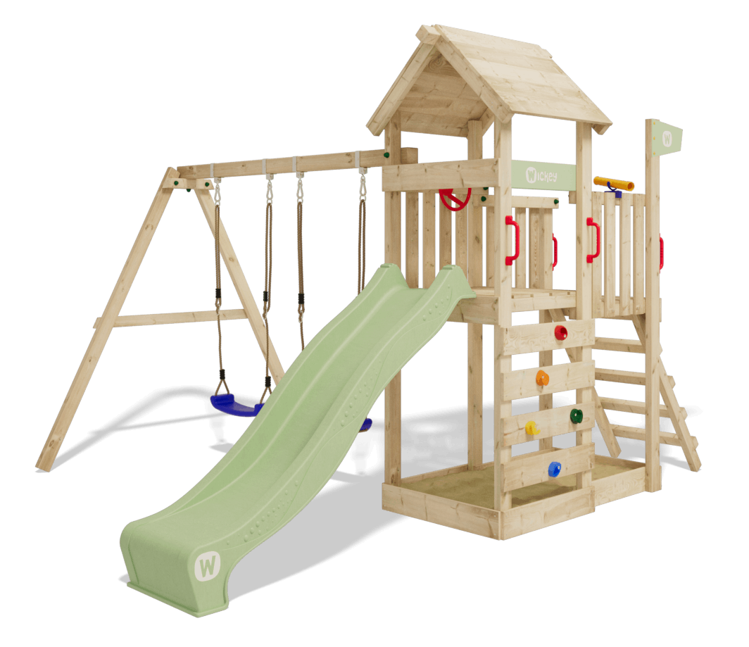 Spielturm Wickey MultiFlyer Holzdach Natur